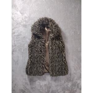 Willow & Clay Vest Womens XS Faux Fur Brown Tan White Old Money Mob Wife Y2K